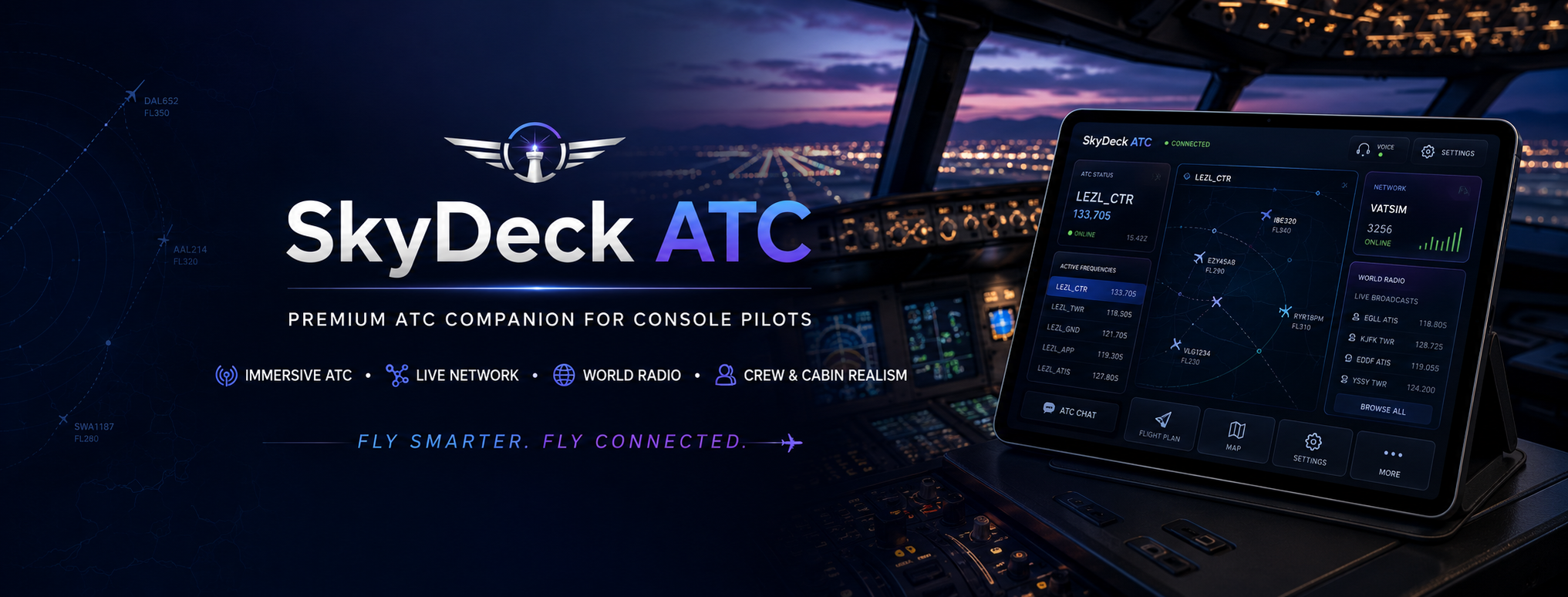 SkyDeck ATC premium console companion banner